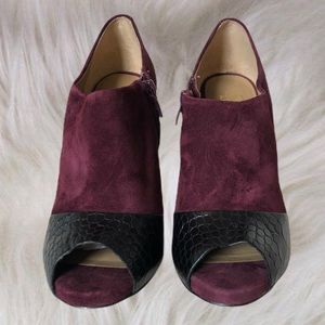 Ann Taylor Suede Alligator Booties